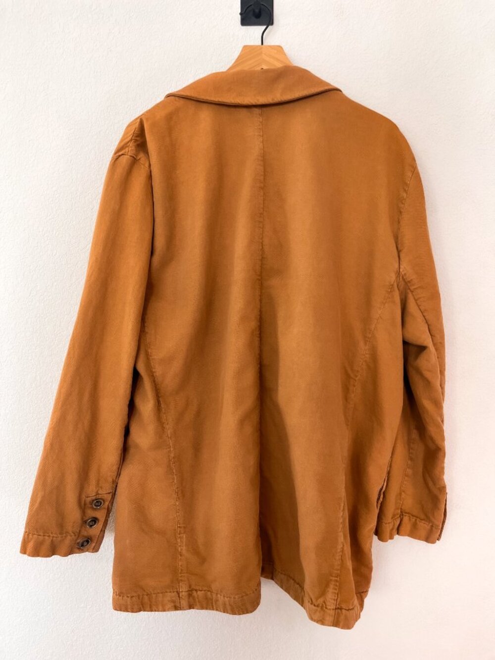 Free People Linen Blend Slouchy Blazer L Tan Rust Oversized Single Button - Picture 5 of 6